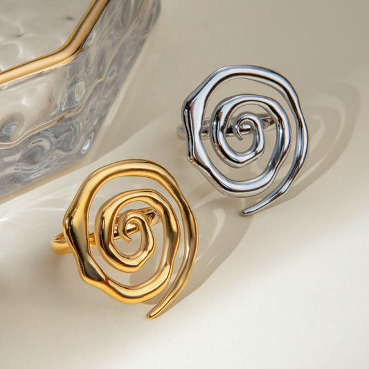 Anillo ajustable de espiral plateado
