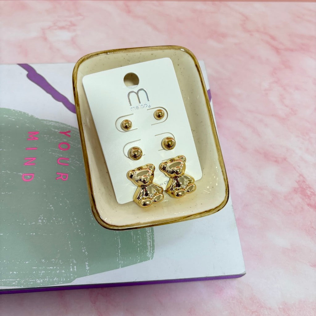 Set de aretes de osito