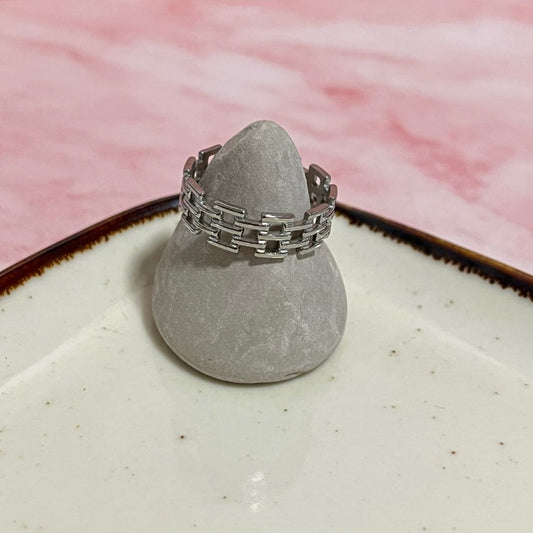 Anillo ajustable cadenita cuadros