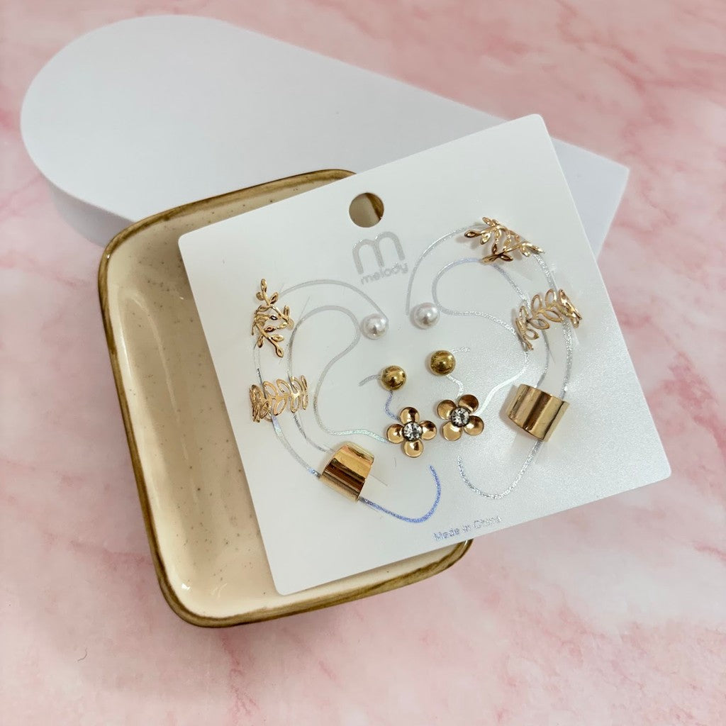 Set de earcuffs hojitas