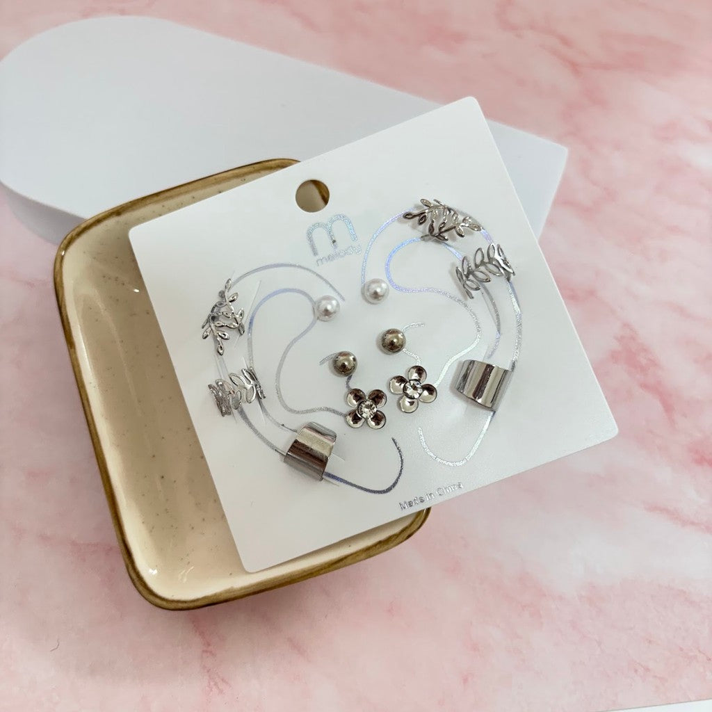 Set de earcuffs hojitas