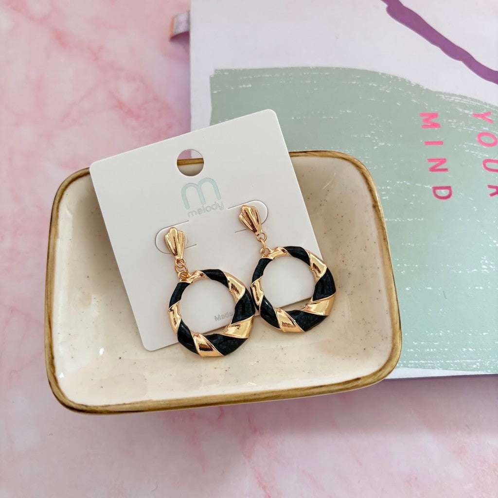 Aretes stud de aro bi color