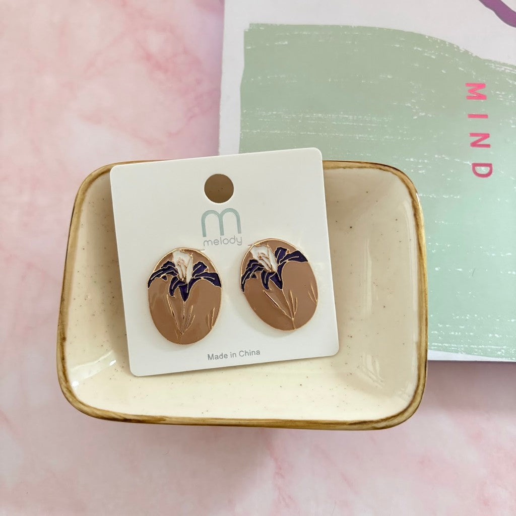 Aretes ovalo floral