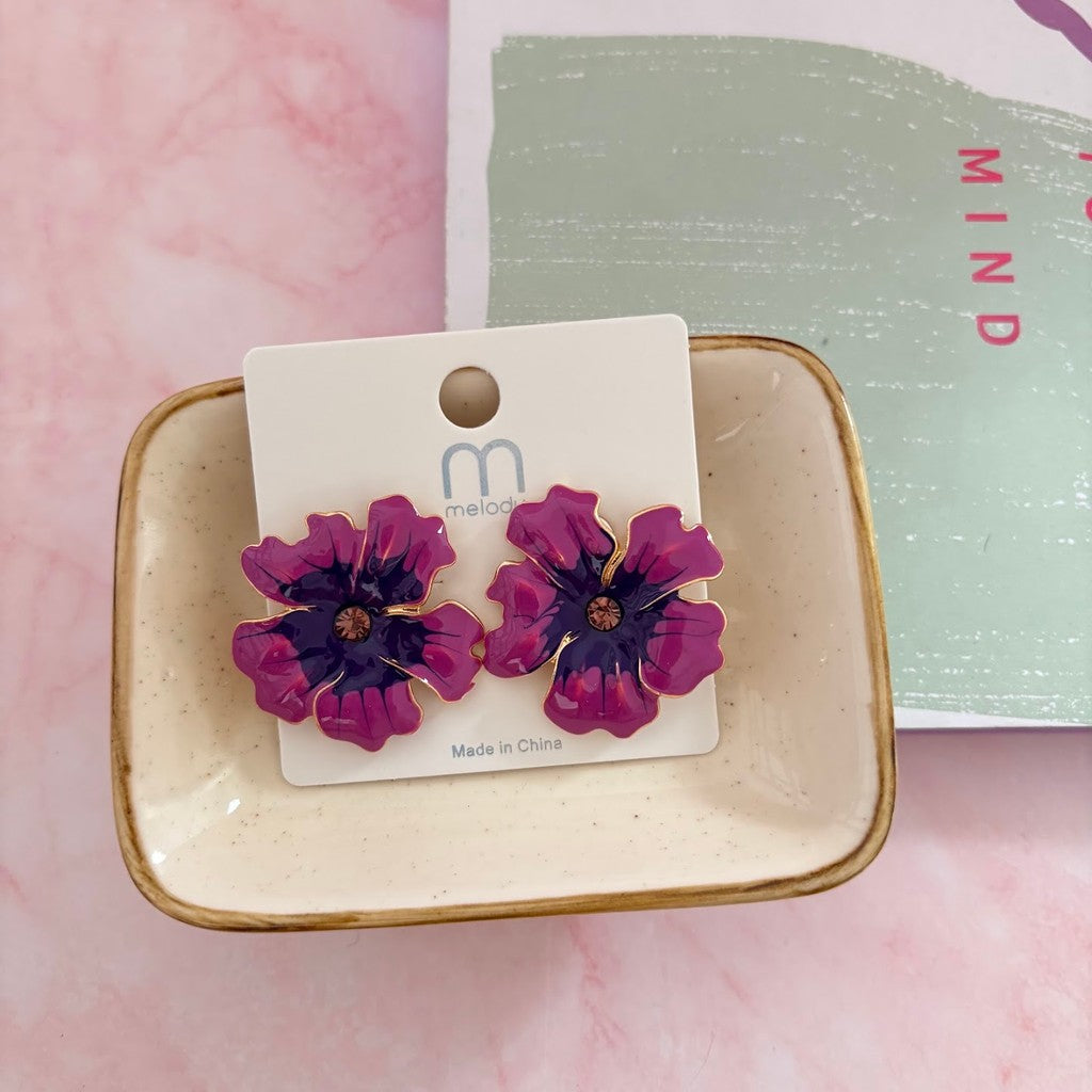 Aretes flor bicolor