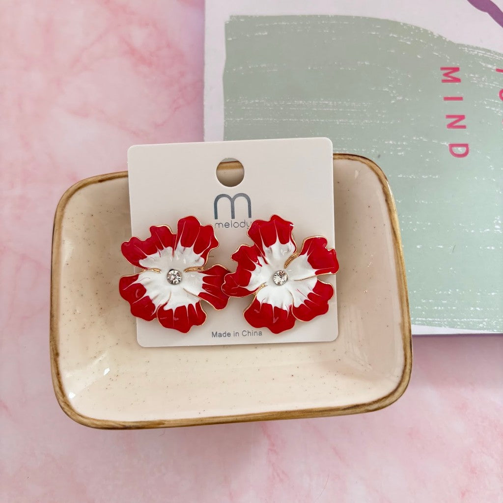 Aretes flor bicolor