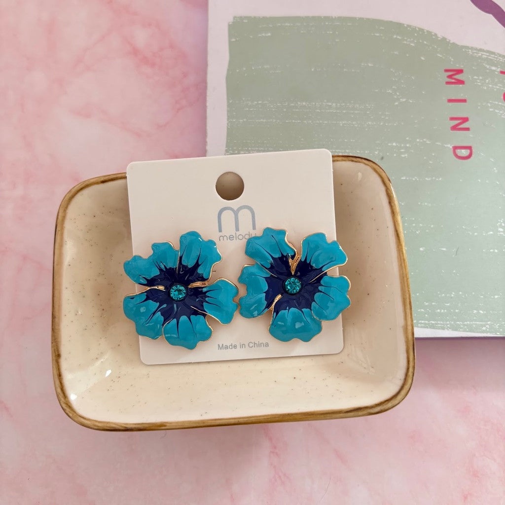 Aretes flor bicolor