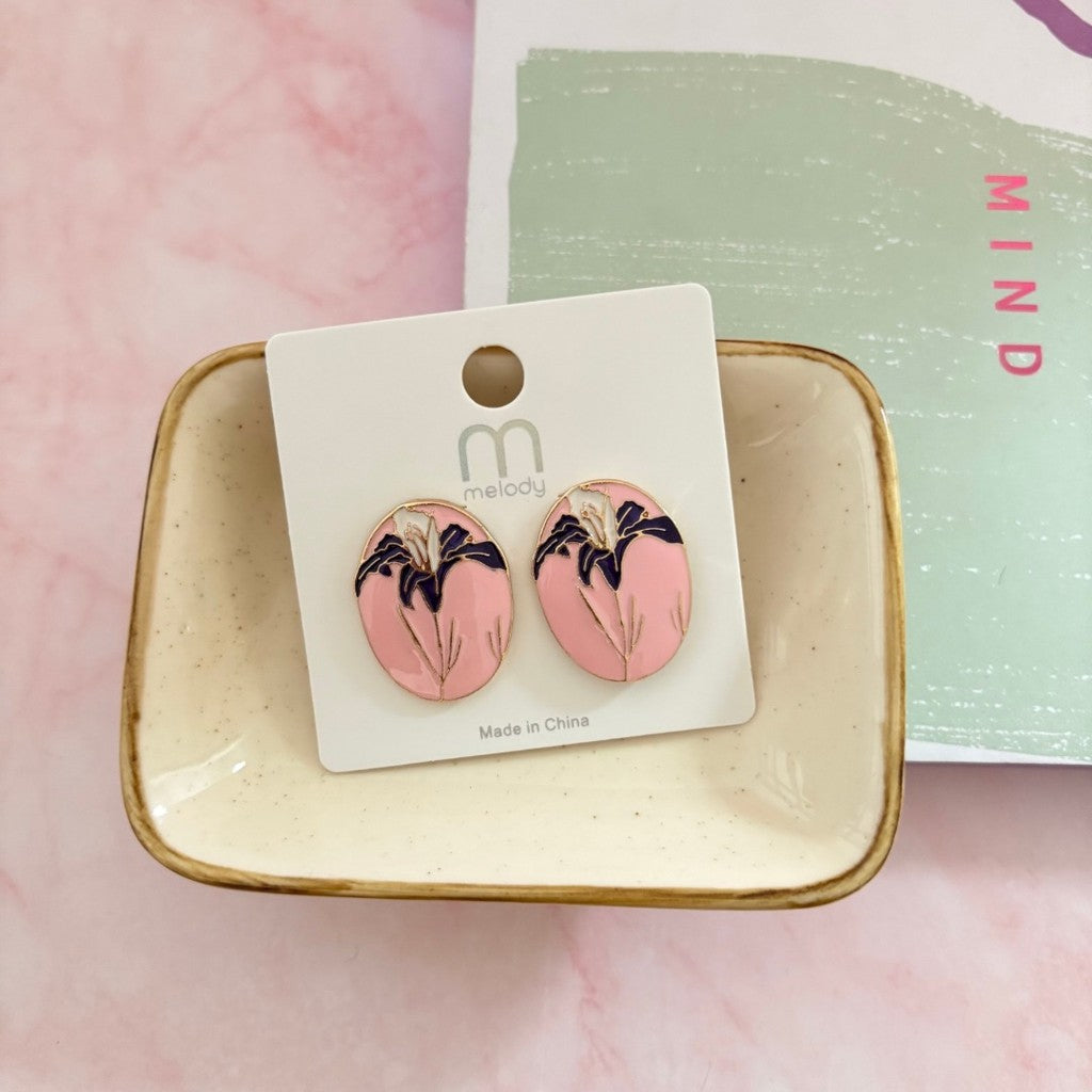 Aretes ovalo floral