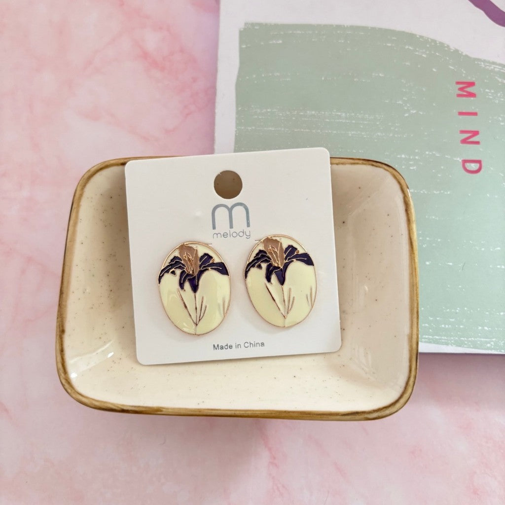 Aretes ovalo floral