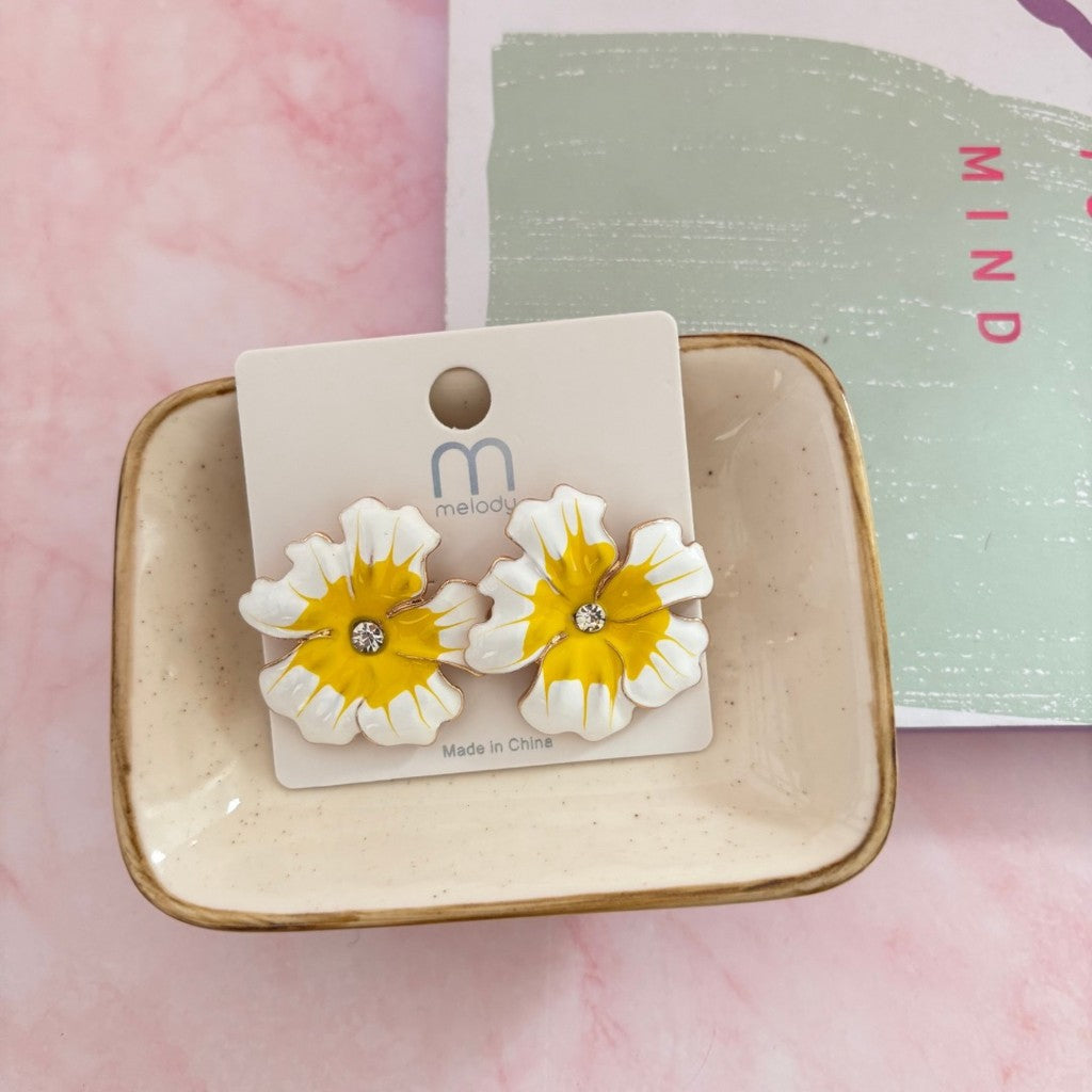 Aretes flor bicolor