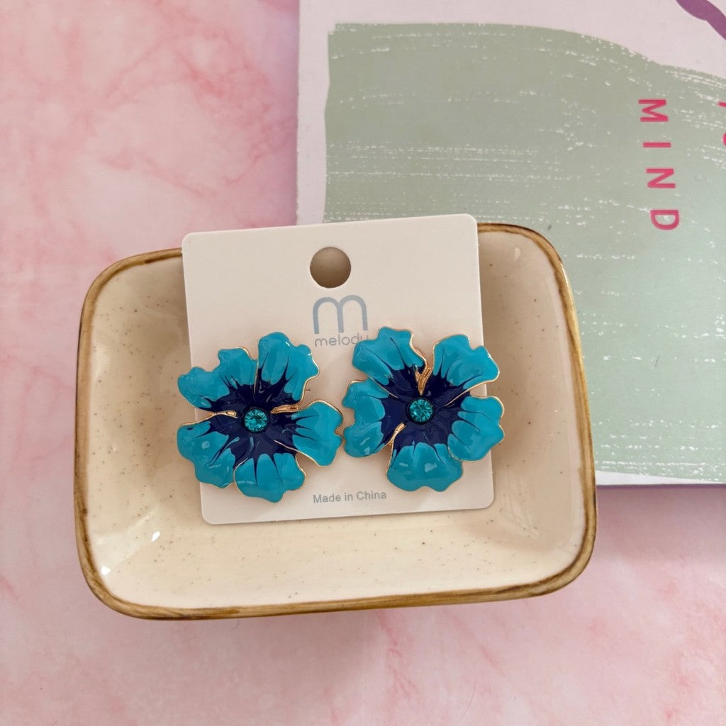 Aretes flor bicolor