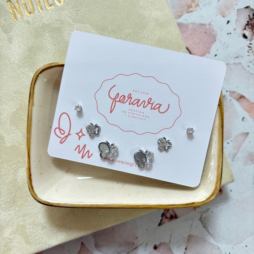 Set mariposas de zirconias