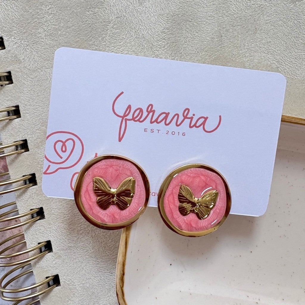 Aretes mariposa con color