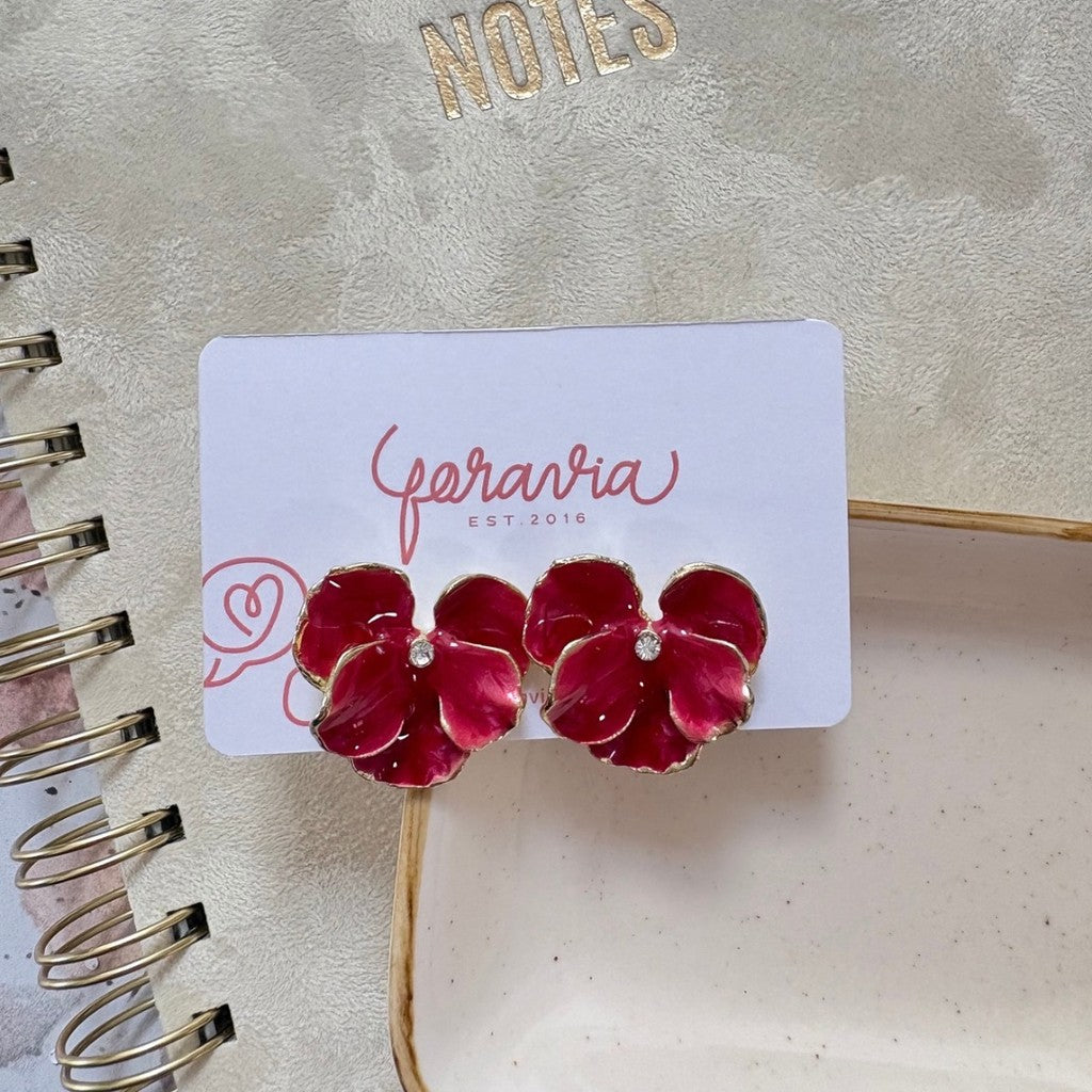 Aretes de flor pansy pequeña