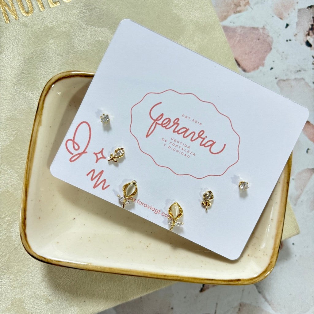 Set flores de zirconias