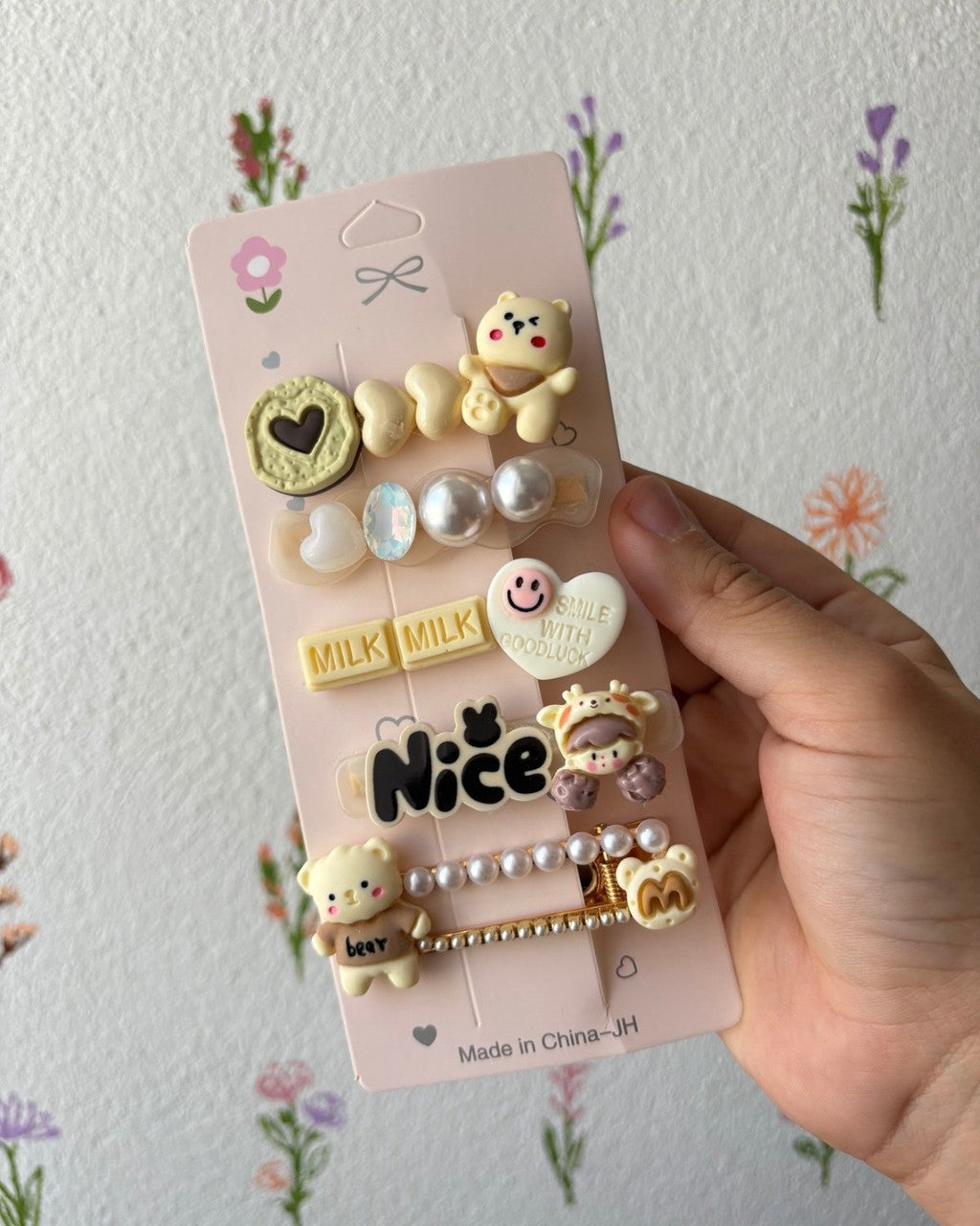 Set de ganchos osito blanco
