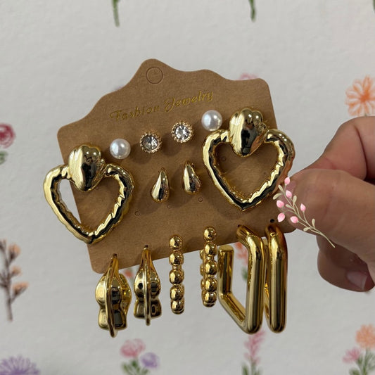 Set de aretes argollas rectangulares