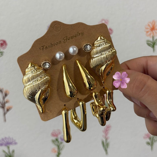 Set de aretes mega caracol