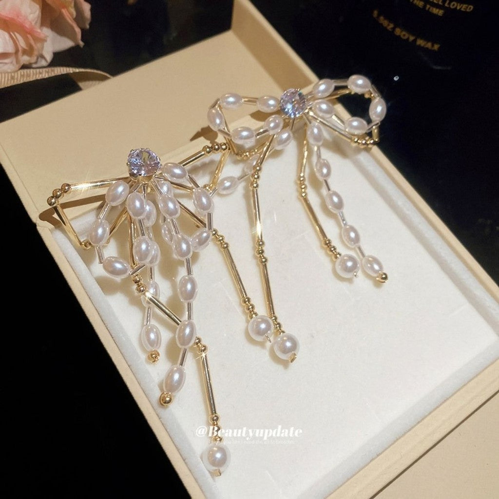 Aretes moño perlado