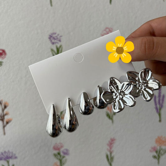 Set dearetes de flor hawaiana y gotas