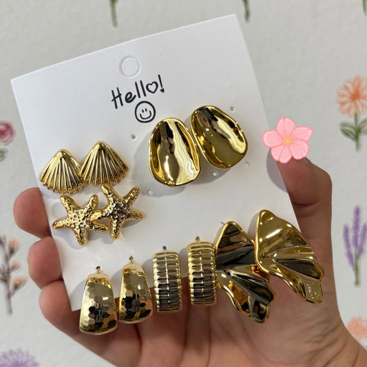 Set de aretes Concha y estrellita