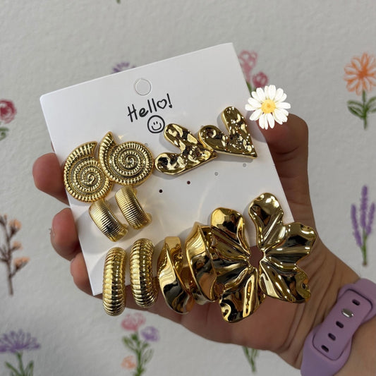 Set de aretes caracol love